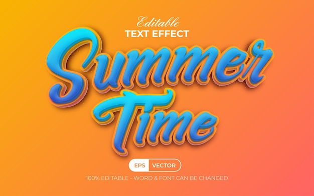 Vector summer text effect style editable text effect