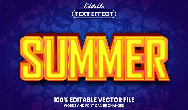 여름 텍스트, 글꼴 스타일 편집 가능한 텍스트 효과
