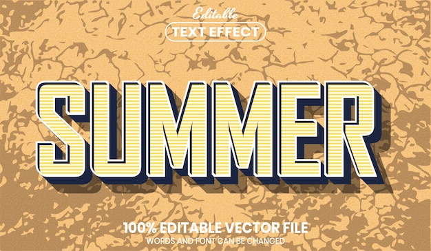 Summer text, font style editable text effect