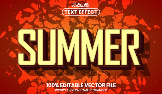 Summer text, font style editable text effect