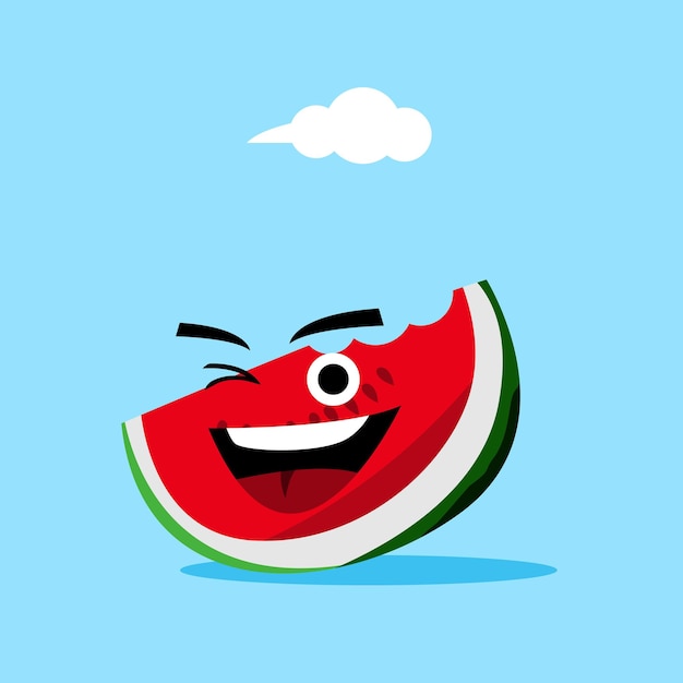 Summer theme cute watermelon in summer suitable for children's drawings and designs in summer eps