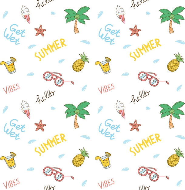 Vector summer theme seamless background