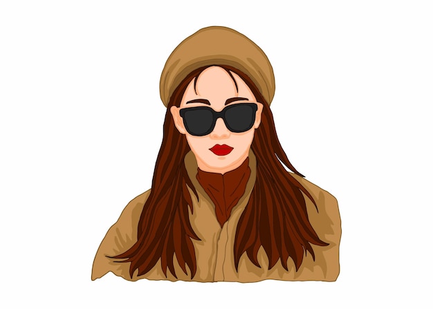 summer theme woman wearing sunglasses vector
