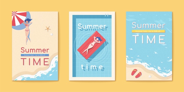 Summer time beach flyer set