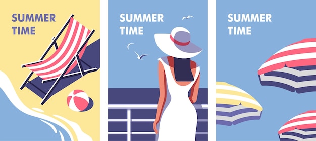 Vector summer time concept of summer party and travel