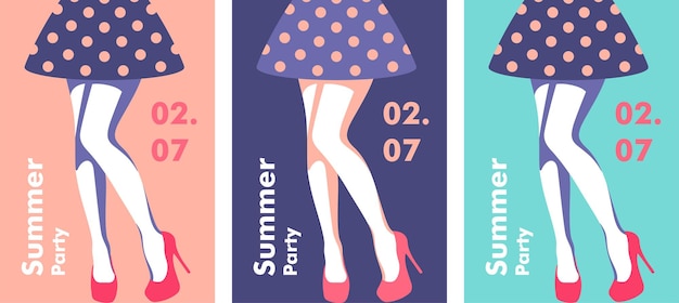 Vector summer time concept of summer party and vacation