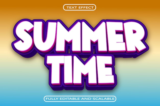 Summer time editable text effect 3 dimension emboss modern style