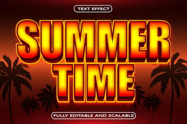 Summer Time Editable Text Effect 3 Dimension Emboss Modern Style