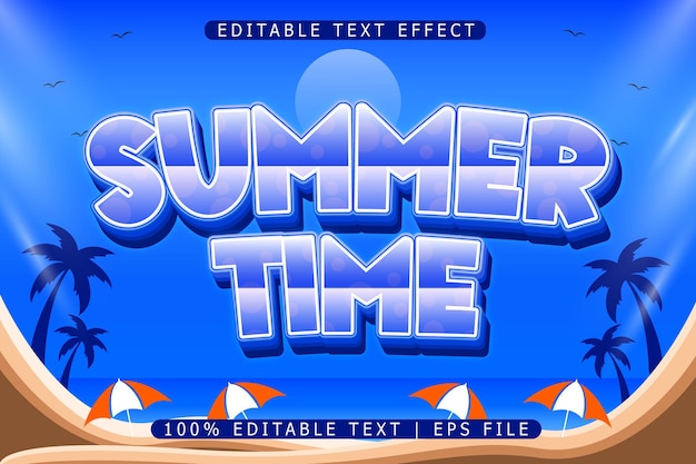 Summer time editable text effect 3 dimension emboss modern style