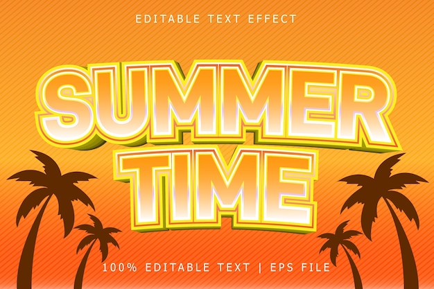 Summer Time Editable Text Effect 3 Dimension Emboss Modern Style