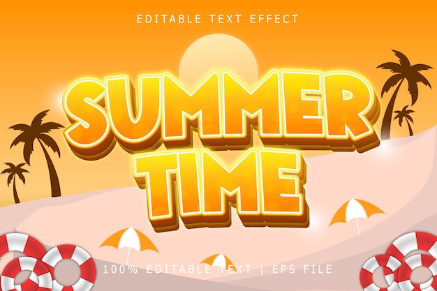 Summer Time Editable Text Effect 3 Dimension Emboss Modern Style