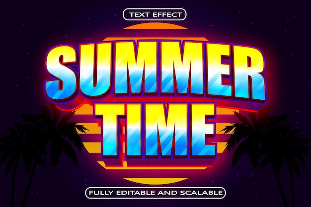 Summer Time Editable Text Effect 3 Dimension Emboss Neon Style