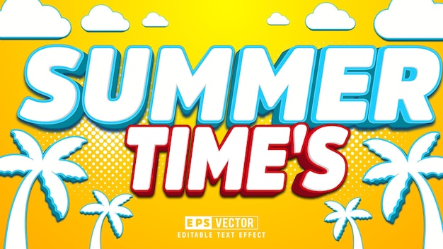 Summer Time Editable Text Effect Vector With Cute Background