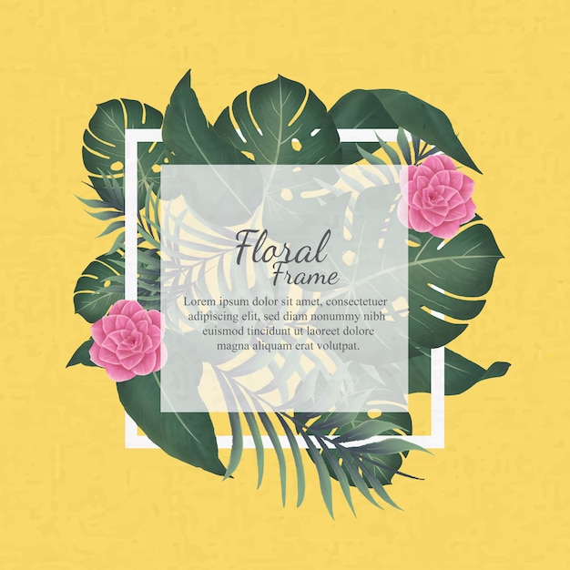 Summer time floral frame template