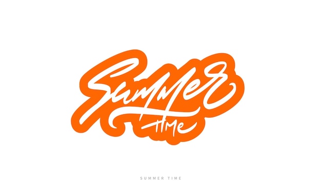 Summer time hand lettering Modern calligraphy for tee slogan design Trendy bright text to print on a Tshirt Summertime vector lettering