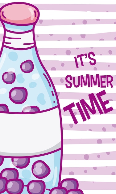 Summer time juice card with cute cartoons