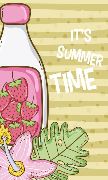 Summer time juice card with cute cartoons