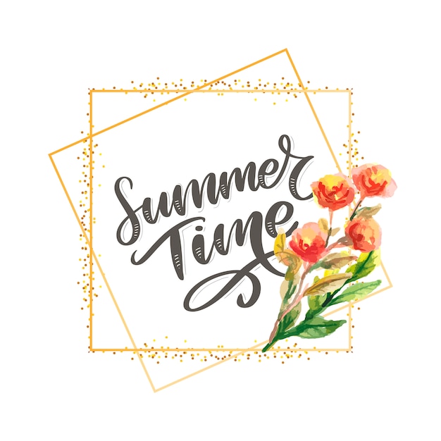 summer time letter flowers in modern style