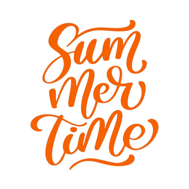 Summer time lettering vector logo illusrtation Modern Calligraphy lettering on white illustration