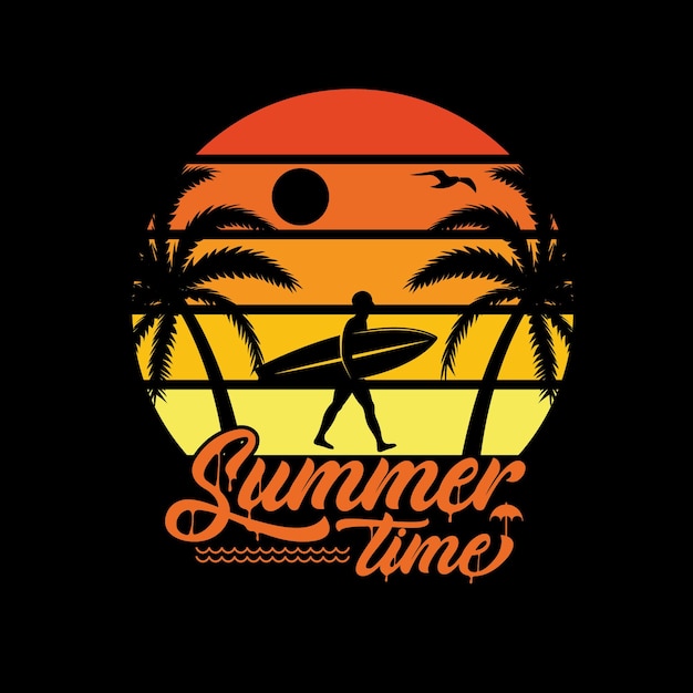 Summer time logo and T shirt design