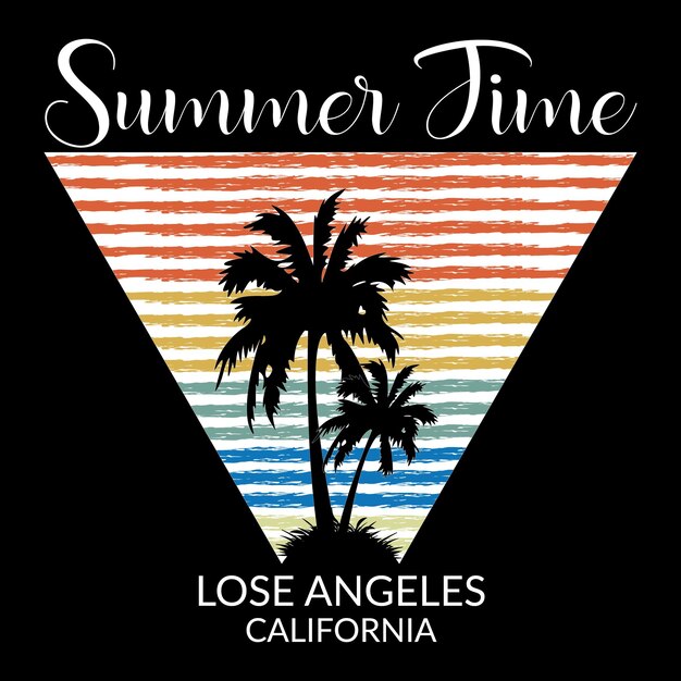 Summer Time Los Angeles California Tshirt Design Vector Illustration