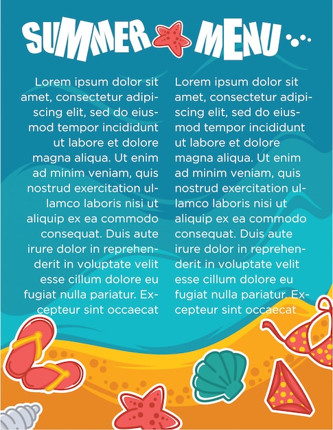 Vector summer time menu template