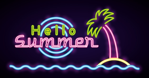 Vector summer time neon lights