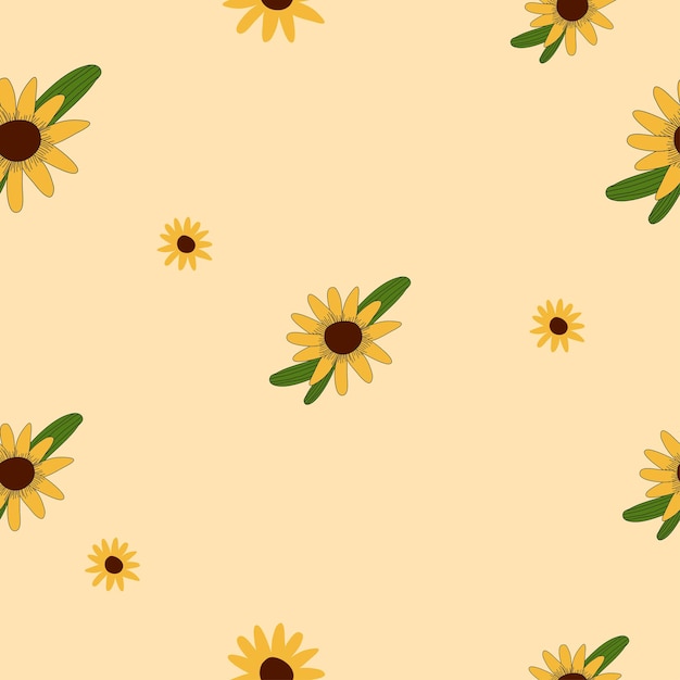 Summer time pattern with sun flowers repeat object. vector illustration seamless textile template
