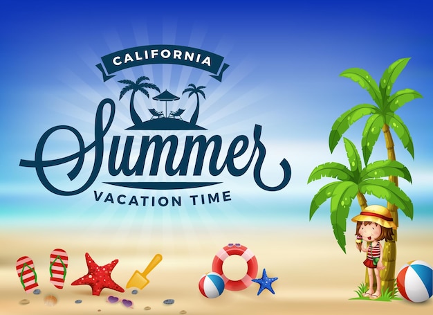 Summer Time Poster Background Pro Vector