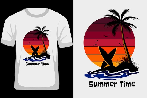 Summer Time Retro Vintage T Shirt Design