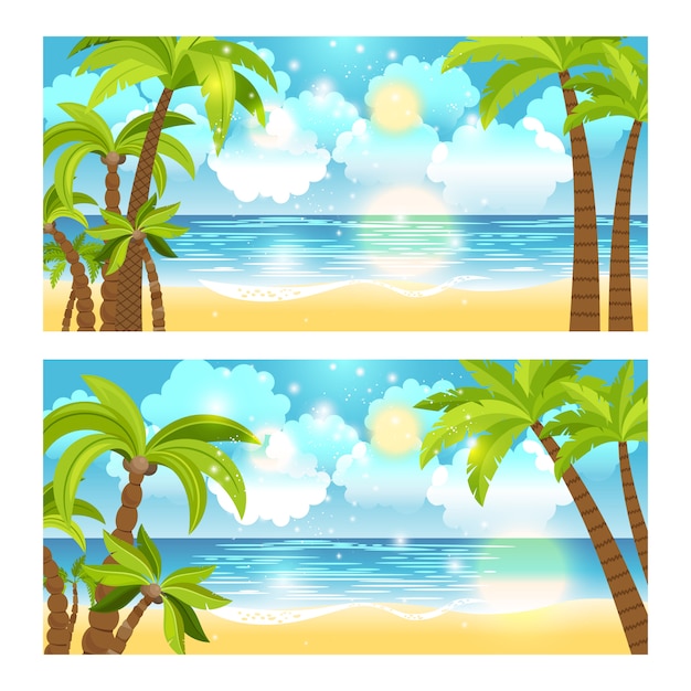 Summer time sea view background set