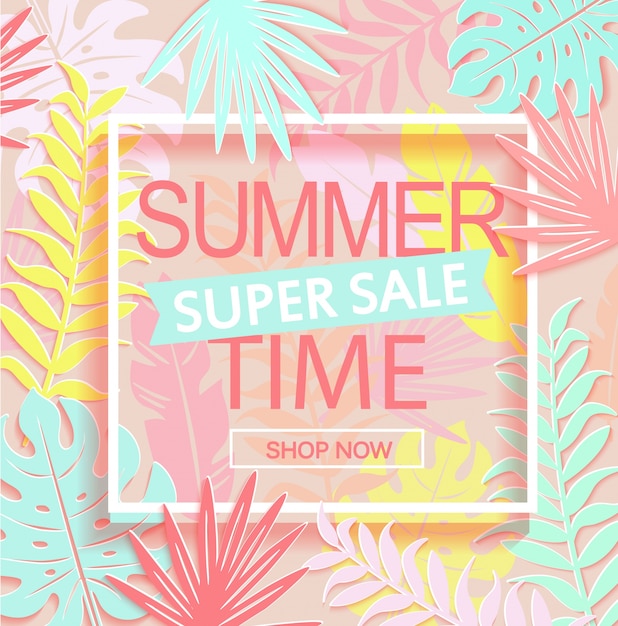 Summer time super sale banner.