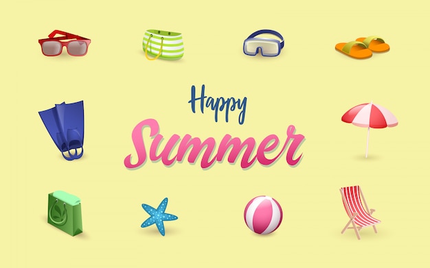 Summer time symbols set