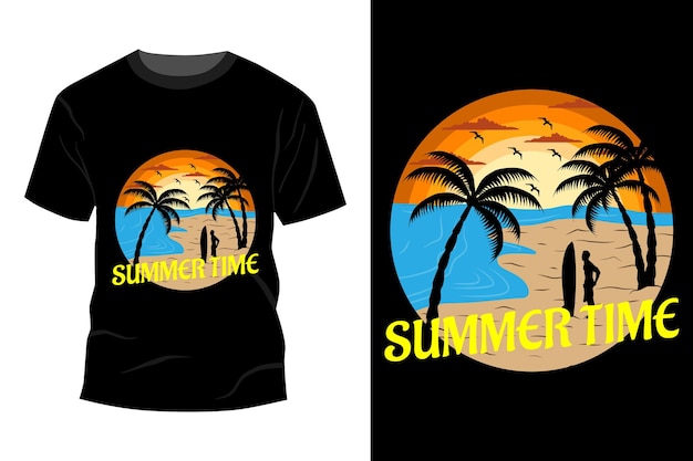 여름 시간 T-셔츠 이랑 디자인 빈티지 레트로