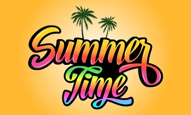 Vector summer time text effect template with 3d style use for logo business brand 3d editable text