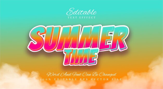 Summer time text effect vector template