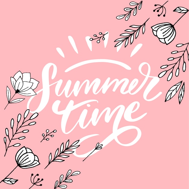 Vector summer time text lettering calligraphy