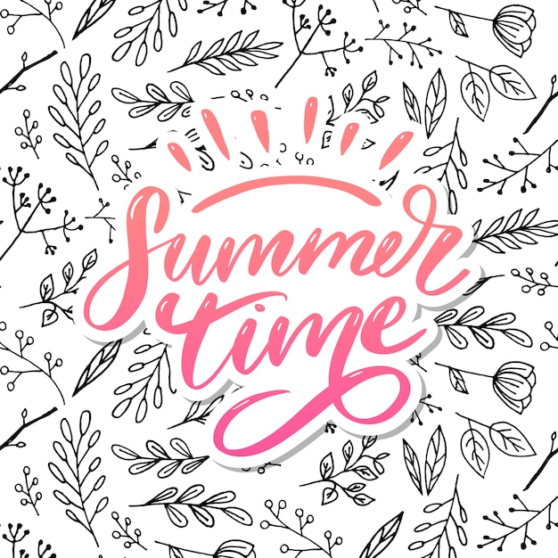 Summer time text lettering calligraphy