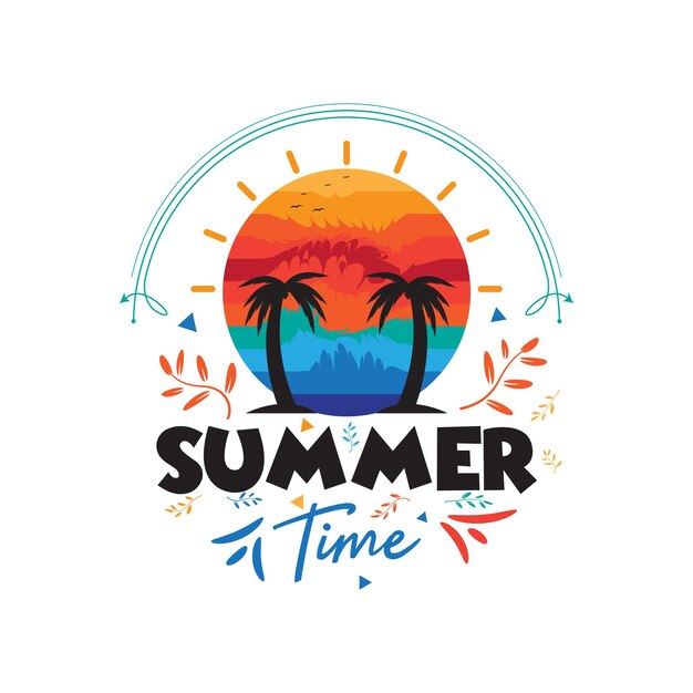 Vector summer time typography vector illustration