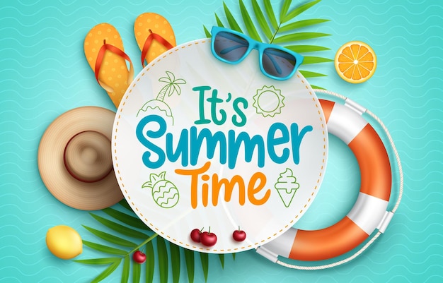 Summer time vector template design its summer time text in circle shape space template