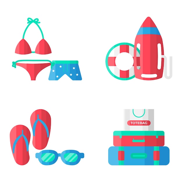 Vector summer travel element set