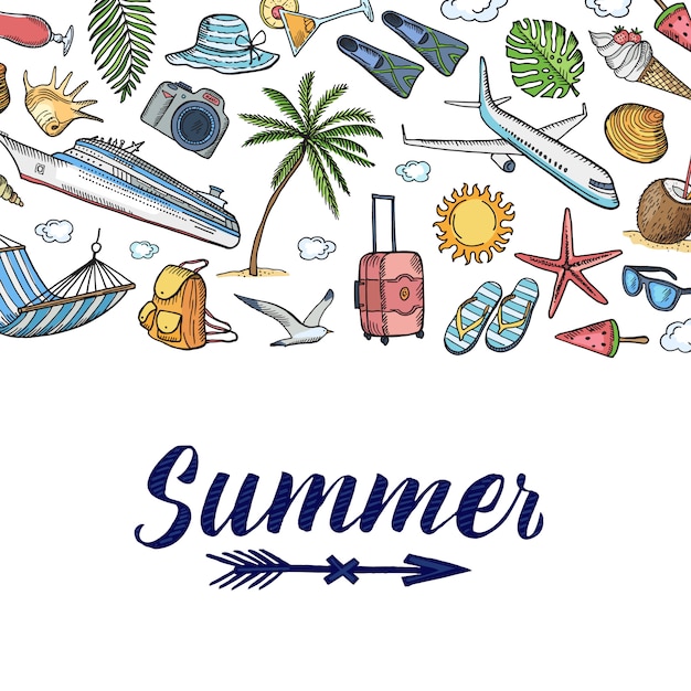 Summer travel elements background