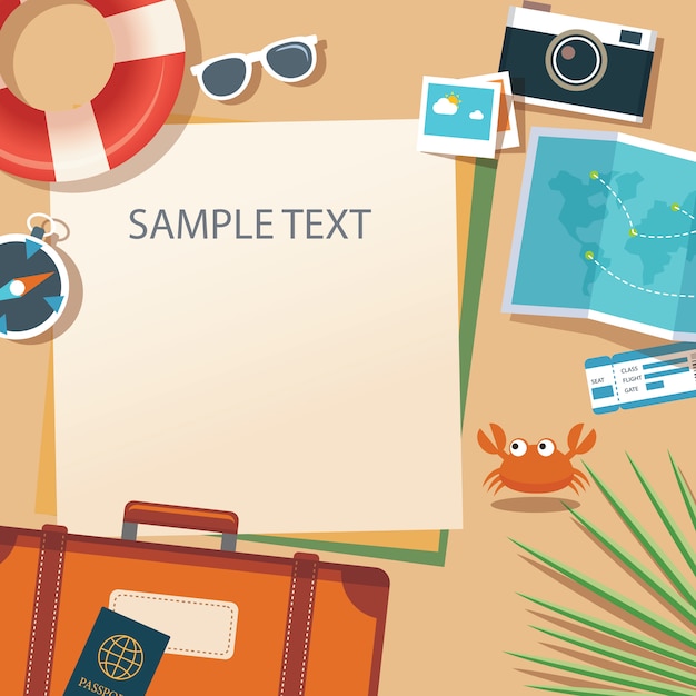 Summer and travel flat design banner template