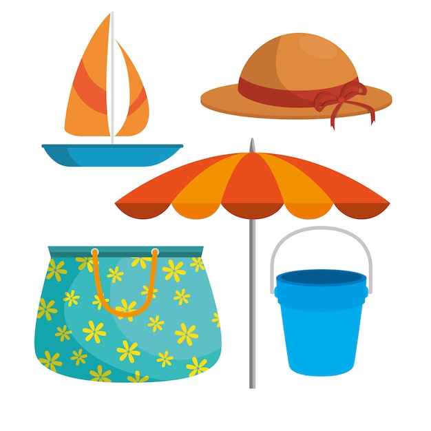 여름 여행 휴가 및 해변 아이콘