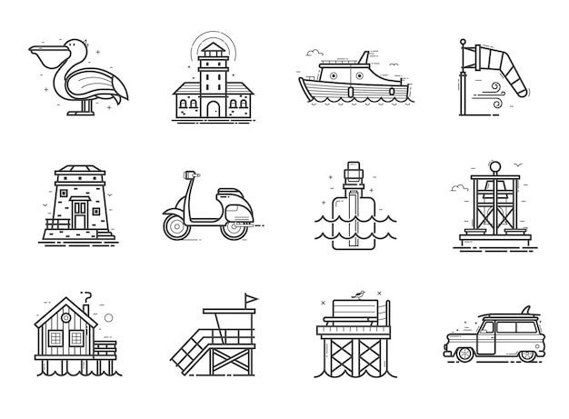 Vector summer travel icons set