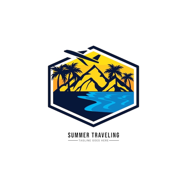 summer traveling logo vector.