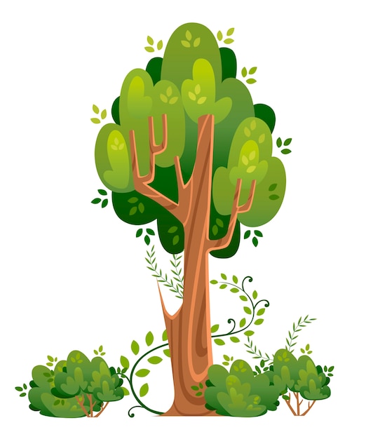 여름 나무와 덤불. 녹색 공간. 삽화