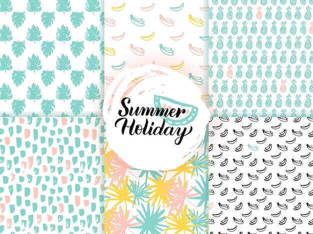 Summer trendy seamless patterns. vector illustration of nature tile background.