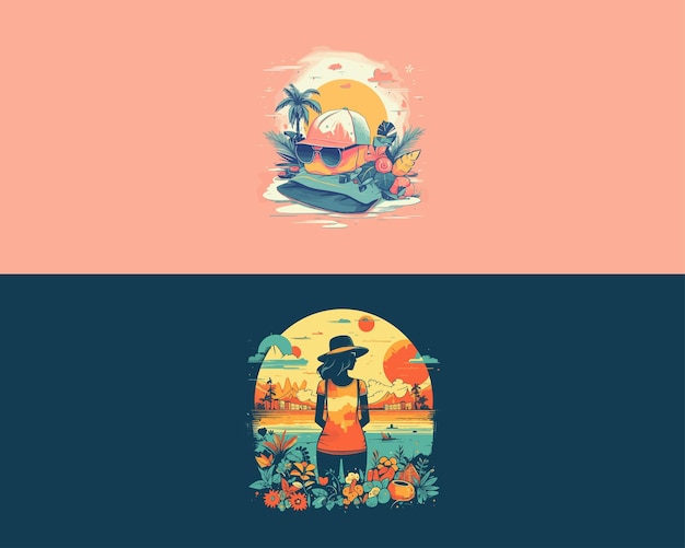 Summer trendy t shirt design illustration