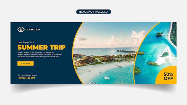 Vector summer trip facebook cover design template